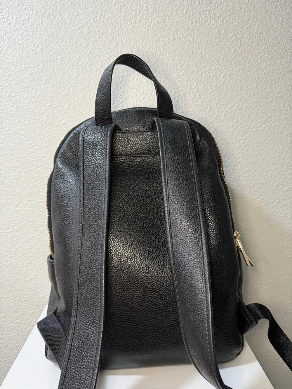 Michael Kors Black Pebbled Leather Backpack with Gold Hardware